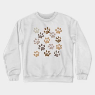 Brown colored paw print background Crewneck Sweatshirt